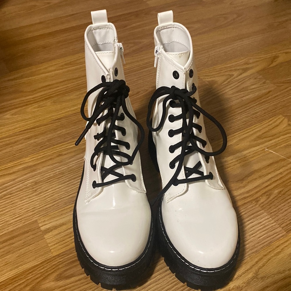 White combat boots